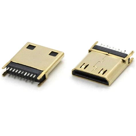 China Gold Mini 19 Pin Golden Plated Type C Hdmi Male Connector High Definition Multimedia