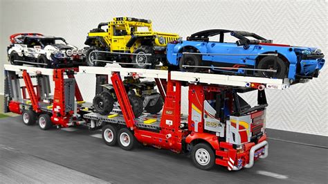 Car Transporter Truck Vs Treadmill With Obstacles Lego Technic Crash Test Youtube