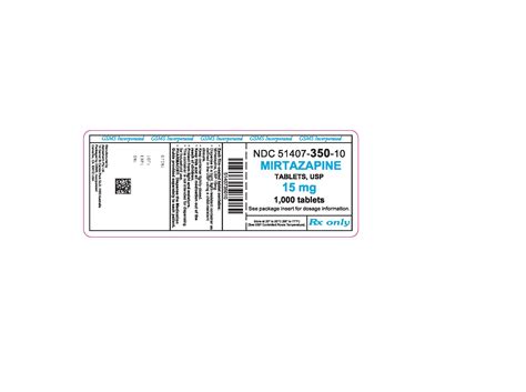 NDC To RxNorm Crosswalk 51407 350 Mirtazapine Tablet Film Coated Oral