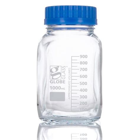 Globe Glass™ 1000ml Clear Wide Mouth Reagent Storage Bottle With Gl80