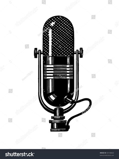 Microphone 2 Retro Clip Art Stock Vector 59158663 Shutterstock