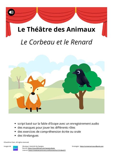 Le Th Tre Des Animaux Le Corbeau Et Le Renard Lecture Ce Cm