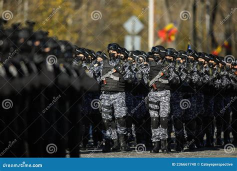 Romanian Army Soldiers March During The Romanian National Day Military