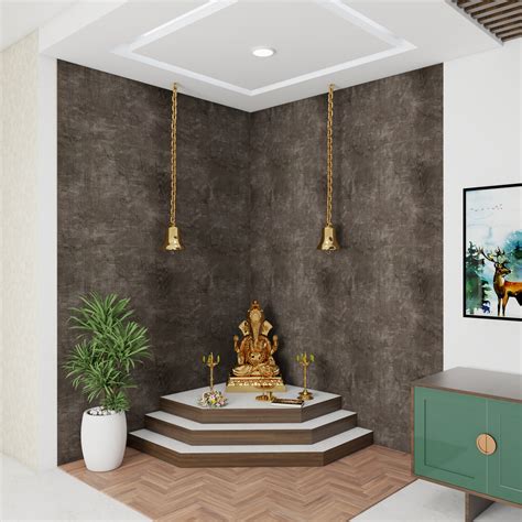 Spacious Convenient Modern Style Pooja Room Design Livspace