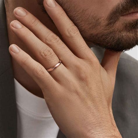 Men S Rose Gold Half Round Wedding Ring Klenota