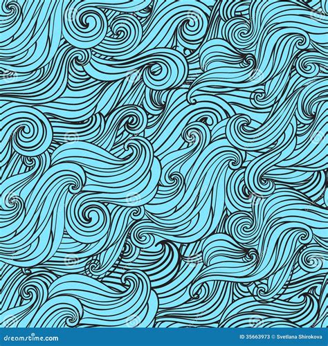 Seamless Abstract Hand Drawn Pattern Waves Background Stock Vector