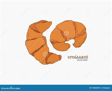 Croissant Doodle A Hand Drawn Vector Stock Vector Illustration Of