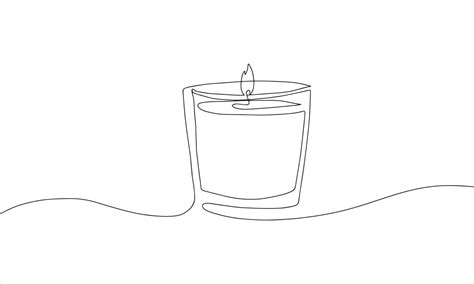 Candle In Glass One Continuous Line Drawing Isolated On White