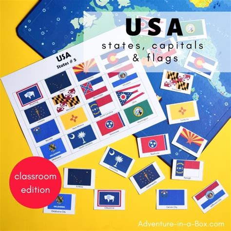 USA: States, Capitals & Flags | 4 Printable Games | | Adventure in a Box