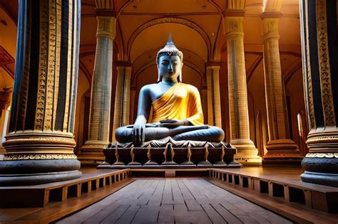 Premium Ai Image A Statue Of Buddha Sits In A Temple