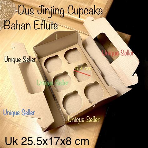 Jual Dus Box Kotak Cupcake Isi 6 Model Jinjing Eflute 25 5x17x8 MINIMAL