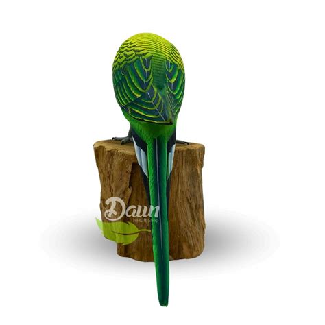 Parakeet Wooden Statue With Log Daun Gift