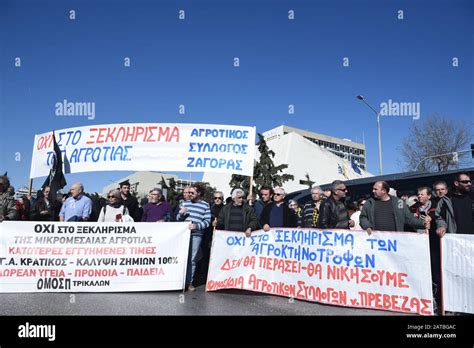 Thessaloniki Greece 1st Feb 2020 Farmers Demonstrate During