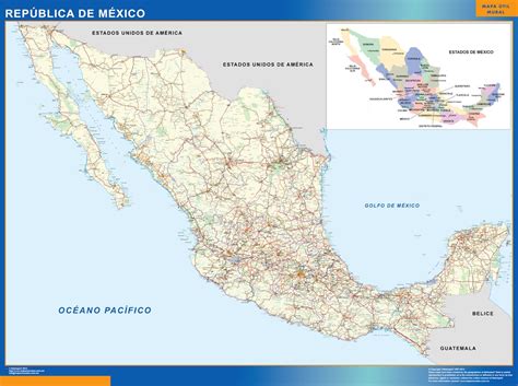 Mapa Mexico Grande Mapas Grandes De Pared De España Y El Mundo