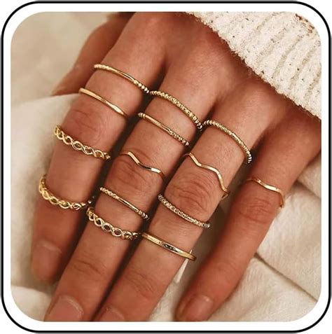 TseenYi Boho Gold Ringe Set Multi Size Finger Knöchel Ring Vintage