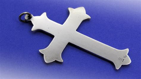 Retired James Avery Ihs Cross Pendant Sterling Silver Gem