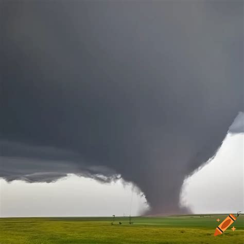 Twin Tornadoes Striking The Plains Under A Dark Sky On Craiyon