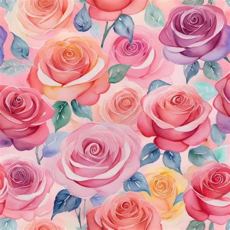 Elegant Pastel Watercolor Roses Stock Illustration - Illustration of ...