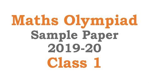 Imo Maths Olympiad Class 1 Sample Paper 2019 20 Youtube