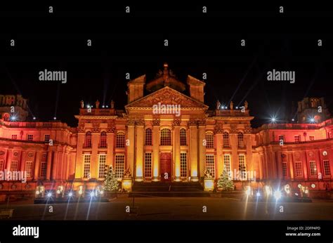 Blenheim Palace illuminated for Christmas as part of the Blenheim Christmas lights trail Stock ...