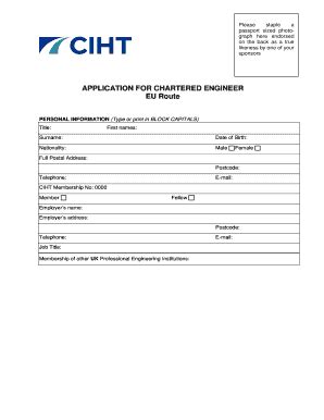 Fillable Online Ciht Org Eu Route Application Form Chartered