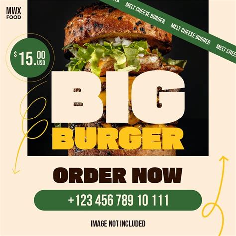 Premium Psd Psd Post Burger Cheese Instagram Post Template