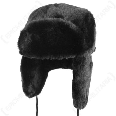 Black Faux Fur Ushanka - Epic Militaria