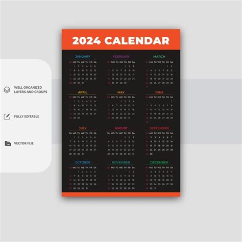 Vector Plantilla De Calendario Vector Editable Vector Premium