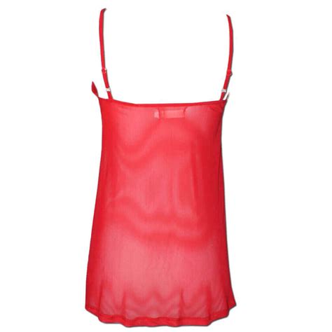 Nucleus Red Babydoll Camisole In Mesh Fire Hot