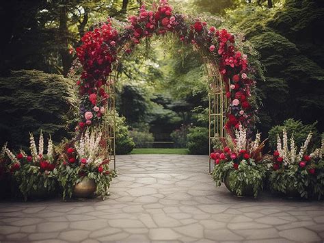 Painel De Festa Em Tecido Sublimado Arco Flores No Jardim Sublime