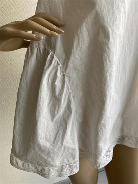 1920s Flapper Lingerie Hand Sewn White Cotton Drop Wa Gem