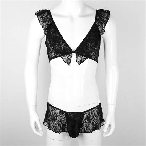 Sissy Ensemble De Lingerie Pour Hommes 2 Pièces Soutien Gorge