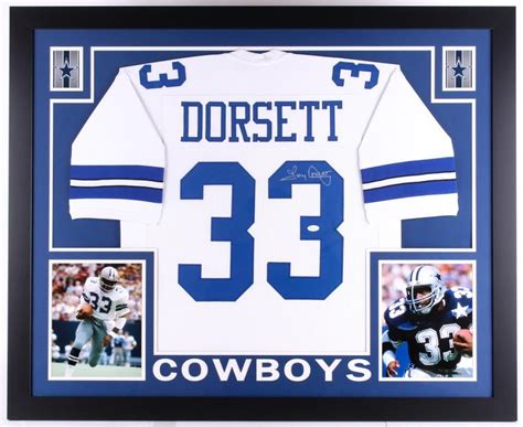 Tony Dorsett Signed Dallas Cowboys 35x43 Custom Framed Jersey Jsa Coa