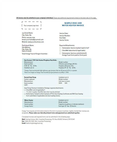 HVAC Invoice - 6+ Examples, Format, Pdf