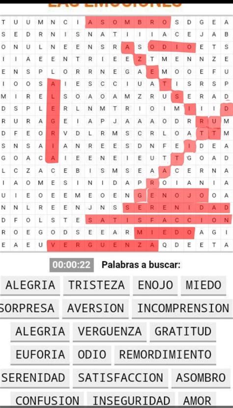 Sopa De Letras Sentimientos Y Emociones Sentimientos Y Emociones Sopa De Letras Emociones