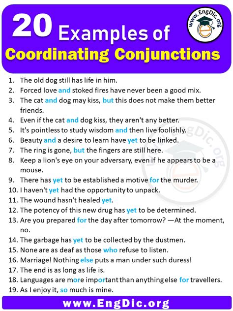 Sentences With Coordinating Conjunctions