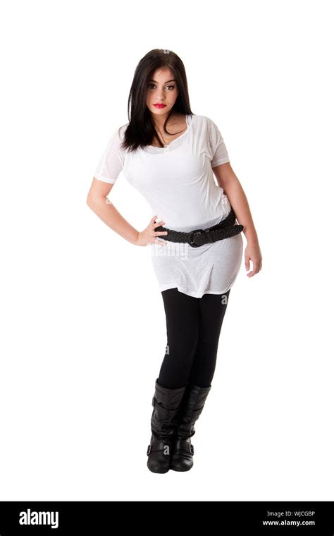 Beautiful Brunette Caucasian Hispanic Latina Woman With Red Lipstick