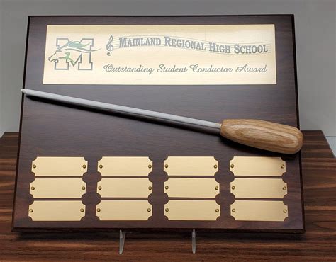 Student Conductor Perpetual Award Plaque With Custom Baton Your Logo