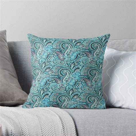 Classic Teal Paisley Throw Pillow For Sale By Havendesign Paisley