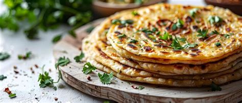 Premium Photo Aloo Paratha A Delicious Indian Flatbread On A White