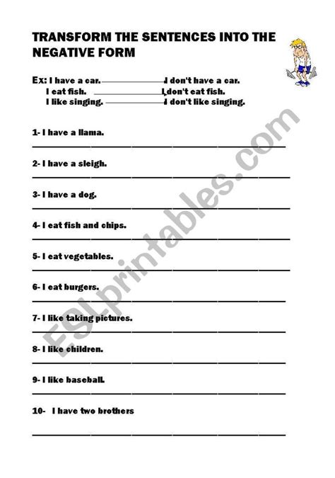 Present Simple Negative Form Esl Worksheet By Xantal