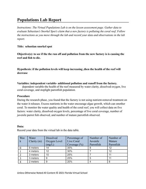 Solution Flvs Biology Population Lab Report Studypool