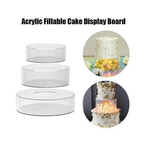 Clear Acrylic Cake Stands Fillable Cake Box Round Cake Display Box