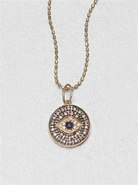 Lyst Sydney Evan Diamond K Gold Small Evil Eye Medallion Pendant