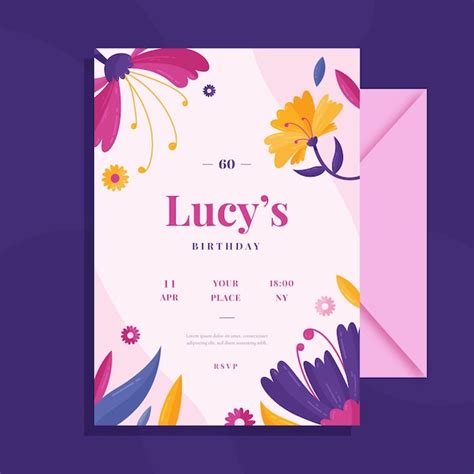 Floral Birthday Card Template Free Vector