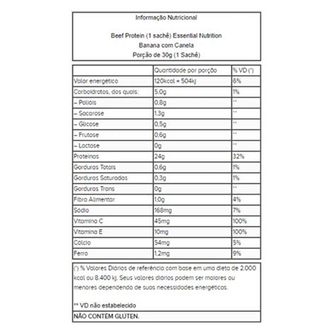 Beef Protein Banana Canela Sach S De G Essential Nutrition