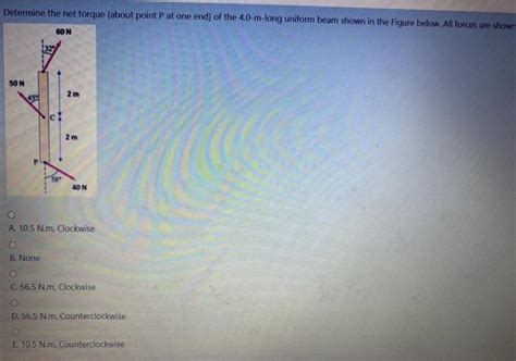 Solved Determine The Net Torque About Point P At One End Chegg