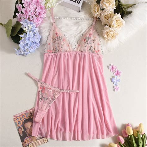 Generic Lingerie Mesh Embroidery Stitching Sexy Seduction Sling Dress Sexy Sleepwear Suit