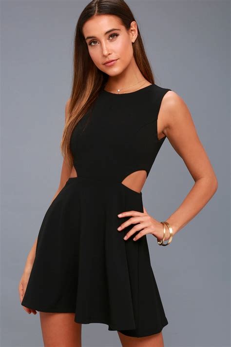 Chic Black Dress Skater Dress Cutout Dress Lbd Lulus