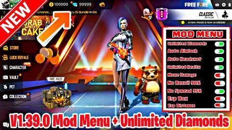 Free Fire Mod Menu Hack APK + OBB V1.39.0 Unlimited Diamonds ...